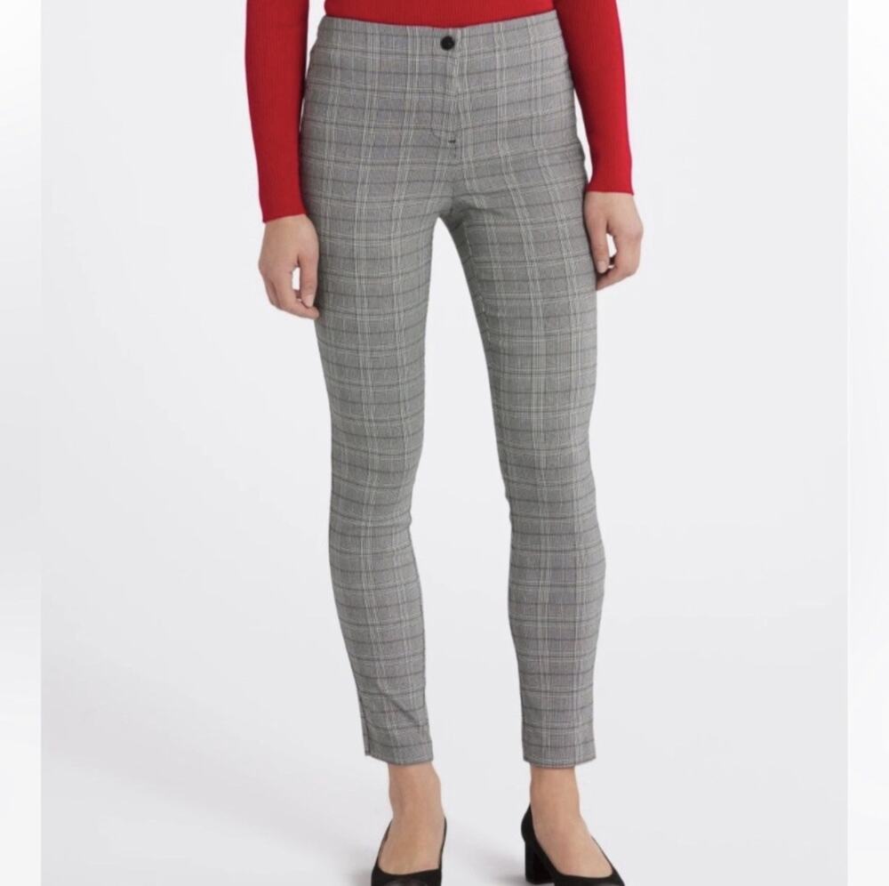 Violets & Roses Womens Grey Glen Plaid Straight Leg Trousers Size 16/33 Workwear